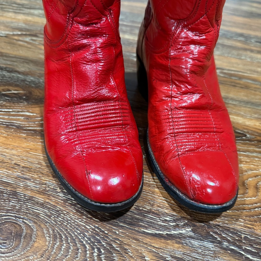 Lucchese 6.5B Western Cowboy Boots Womens Red Leather Vintage San Antonio - Picture 10 of 16